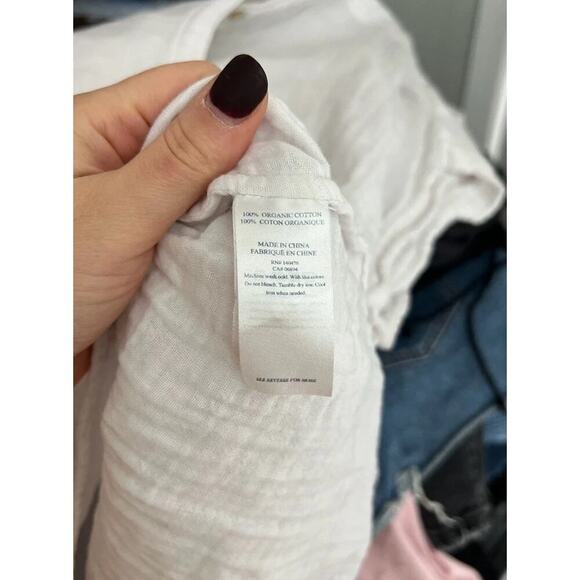 Faherty Desmond Dream Cotton Double Gauze Blouse Top Washed White Popover Sz XL - Picture 5 of 6